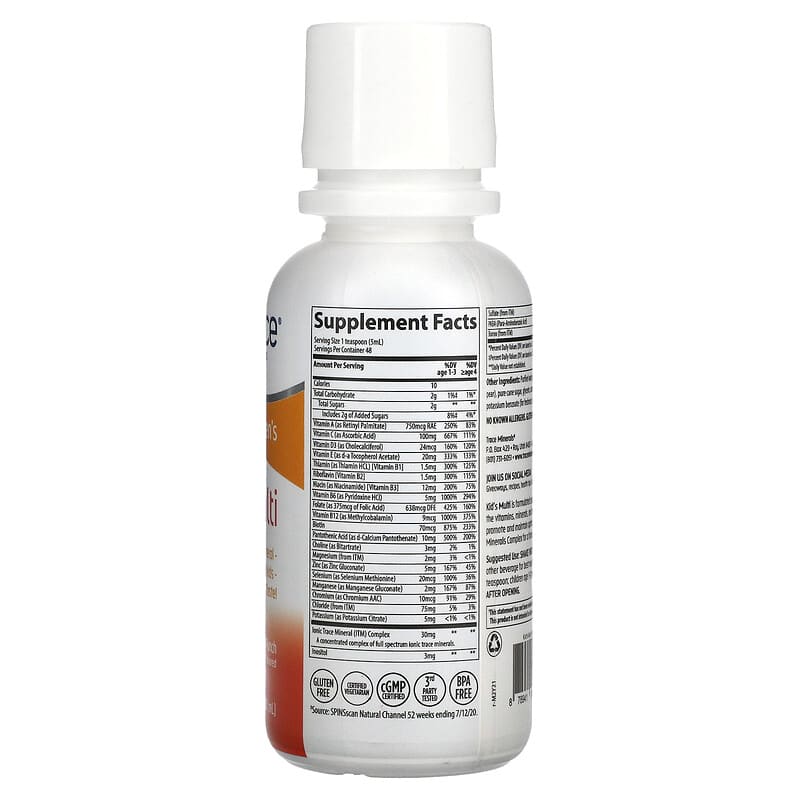 Trace Minerals ® Kid's Multi Tropical Punch 8 fl oz (237 ml) 2 Thành phần vi chất của Trace Minerals ® Kid's Multi Tropical Punch 8 fl oz (237 ml) 878941000812