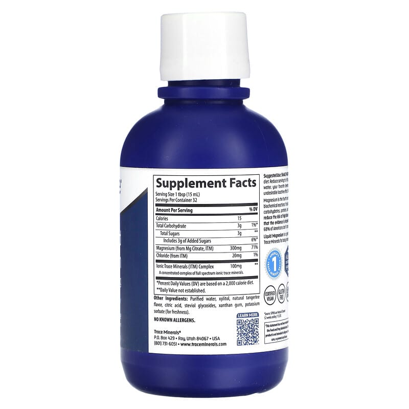 Trace Minerals ® Liquid Magnesium Tangerine 300 mg 16 fl oz (473 ml) 2 Thành phần vi chất của Trace Minerals ® Liquid Magnesium Tangerine 300 mg 16 fl oz (473 ml) 878941002779