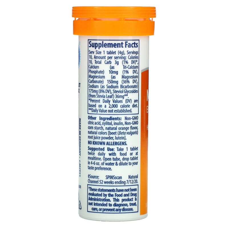 Trace Minerals ® Magnesium Effervescent Tablets Orange 10 Tablets 1.41 oz (40 g) 2 Thành phần vi chất của Trace Minerals ® Magnesium Effervescent Tablets Orange 10 Tablets 1.41 oz (40 g) 878941003936