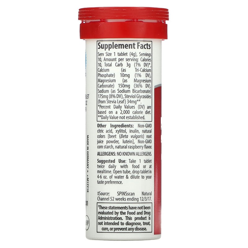 Trace Minerals ® Magnesium Effervescent Tablets Raspberry 10 Tablets 1.41 oz (40 g) 2 Thành phần vi chất của Trace Minerals ® Magnesium Effervescent Tablets Raspberry 10 Tablets 1.41 oz (40 g) 878941004834