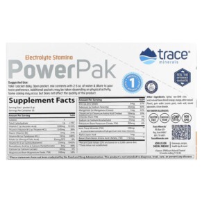 Thành phần vi chất của Trace Minerals ® PowerPak Orange Mango 30 Packets 0.18 oz (5 g) Each 878941006258