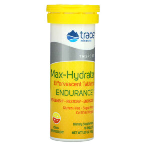 Thực phẩm chức năng Trace Minerals ® TM Sport Max-Hydrate Endurance Effervescent Tablets Citrus 10 Tablets 1.59 oz (45 g) 878941004179