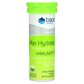 Thực phẩm chức năng Trace Minerals ® TM Sport Max Hydrate Immunity Effervescent Tablets Lemon Lime 10 Tablets 1.59 oz (45 g) 878941004131