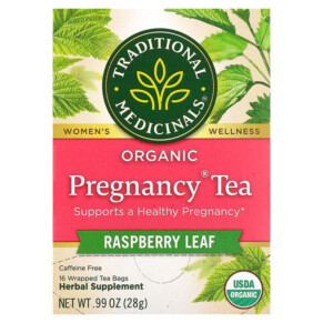 Thực phẩm chức năng Traditional Medicinals Organic Pregnancy Tea Raspberry Leaf Caffeine Free 16 Wrapped Tea Bags 0.06 oz (1.75 g) Each 032917000125