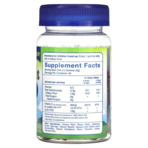 Thành phần vi chất của TruBiotics Kids Daily Probiotic Supplement Yummy Natural Strawberry 40 Gummies 852870004110