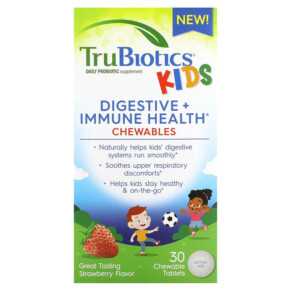 Thực phẩm chức năng TruBiotics Kids Digestive + Immune Health Chewables Strawberry 30 Chewable Tablets 852870004134
