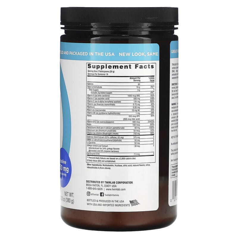 Twinlab Choline Cocktail 13.33 oz (380 g) 2 Thành phần vi chất của Twinlab Choline Cocktail 13.33 oz (380 g) 027434006705