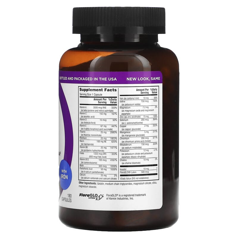 Twinlab Daily One Caps With Iron 180 Capsules 2 Thành phần vi chất của Twinlab Daily One Caps With Iron 180 Capsules 027434002851