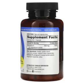 Thành phần vi chất của Twinlab Magnesium Caps 420 mg 100 Capsules 027434010214