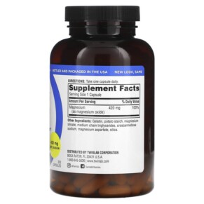 Thành phần vi chất của Twinlab Magnesium Caps 420 mg 200 Capsules 027434010238