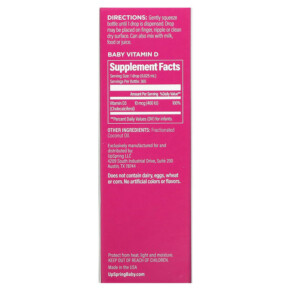 Thành phần vi chất của UpSpring Baby Vitamin D Liquid D3 Drops 0.31 fl oz (9.13 ml) 859188006881