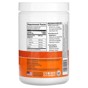 Thành phần vi chất của USN BCAA Amino+ Recovery & Endurance Powder Mango Pineapple 9.63 oz (273 g) 6009544945130