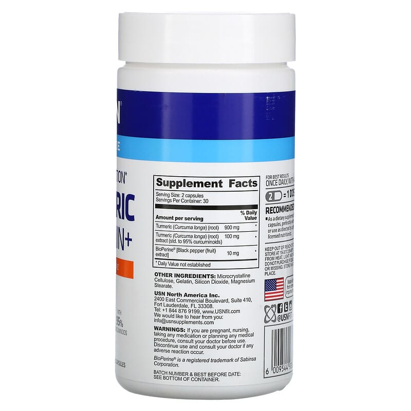 USN High Absorption Turmeric Curcumin+ with BioPerine 500 mg 60 Capsules 2 Thành phần vi chất của USN High Absorption Turmeric Curcumin+ with BioPerine 500 mg 60 Capsules 6009544938736