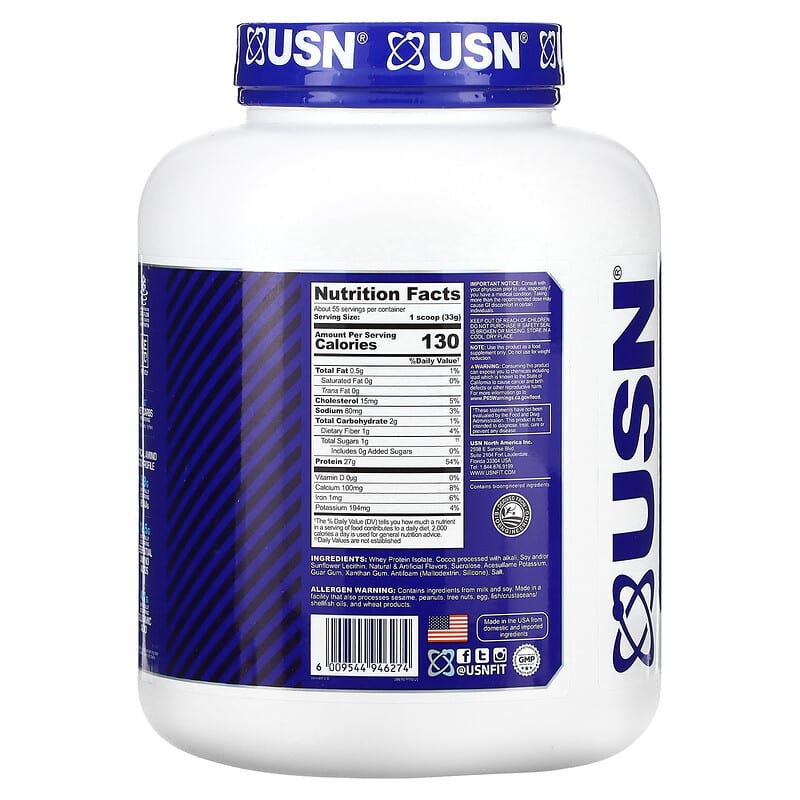 USN IsoPro 100% Whey Protein Isolate Chocolate 4 lbs (1.814 g) 2 Thành phần vi chất của USN IsoPro 100% Whey Protein Isolate Chocolate 4 lbs (1.814 g) 6009544946274