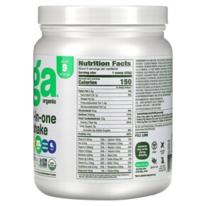 Thành phần vi chất của Vega Organic All-in-One Shake Chocolate 13.2 oz (375 g) 838766004884