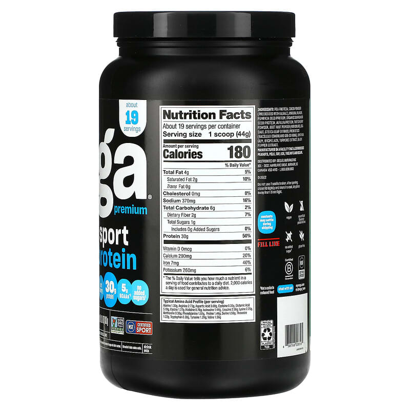 Vega Sport Plant-Based Premium Protein Powder Chocolate 1 lb 13.5 oz (837 g) 2 Thành phần vi chất của Vega Sport Plant-Based Premium Protein Powder Chocolate 1 lb 13.5 oz (837 g) 838766008561
