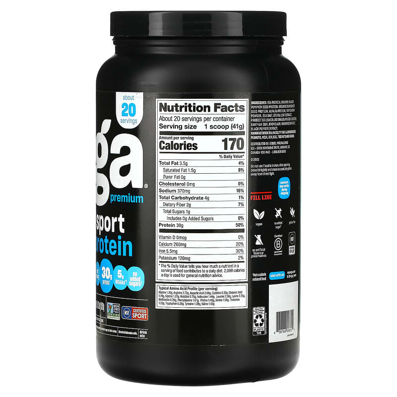 Vega Sport Plant-Based Premium Protein Powder Vanilla 29.2 oz (828 g) 2 Thành phần vi chất của Vega Sport Plant-Based Premium Protein Powder Vanilla 29.2 oz (828 g) 838766008554