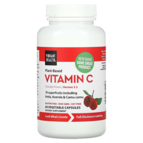 Thực phẩm chức năng Vibrant Health Plant-Based Vitamin C 60 Vegetable Capsules 074306800497