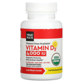 Thực phẩm chức năng Vibrant Health Vitamin D3 4.000 I.U. 100 OrganiTabs 074306800411