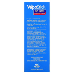 Thành phần vi chất của Vicks VapoStick Solid Balm 1.25 oz (35 g) 323900043435