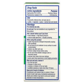 Thành phần vi chất của Visine Allergy Eye Relief Multi-Action Eye Drops 1/2 fl oz (15 ml) 312547493789