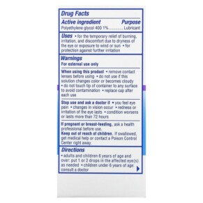 Thành phần vi chất của Visine Dry Eye Relief Lubricant Eye Drops Tired Eye 1/2 fl oz (15 ml) 312547493093