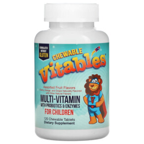 Thực phẩm chức năng Vitables Chewable Multi-Vitamins with Probiotics & Enzymes for Children Assorted Fruit Flavors 120 Chewable Tablets 898220014538