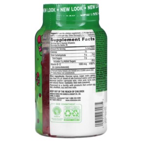 Thành phần vi chất của VitaFusion B12 Natural Raspberry 500 mcg 140 Gummies 027917270975