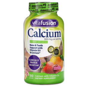 Thực phẩm chức năng VitaFusion Calcium Natural Fruit & Cream Flavors 250 mg 100 Gummies 027917019512