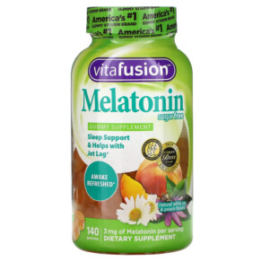 Thực phẩm chức năng VitaFusion Melatonin Natural White Tea & Peach Sugar Free 140 Gummies 027917026718