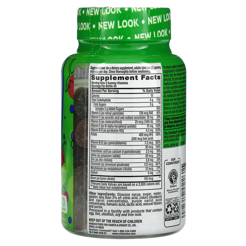 VitaFusion Men's Multi Daily Multivitamin Natural Berry 70 Gummies 2 Thành phần vi chất của VitaFusion Men's Multi Daily Multivitamin Natural Berry 70 Gummies 027917022611