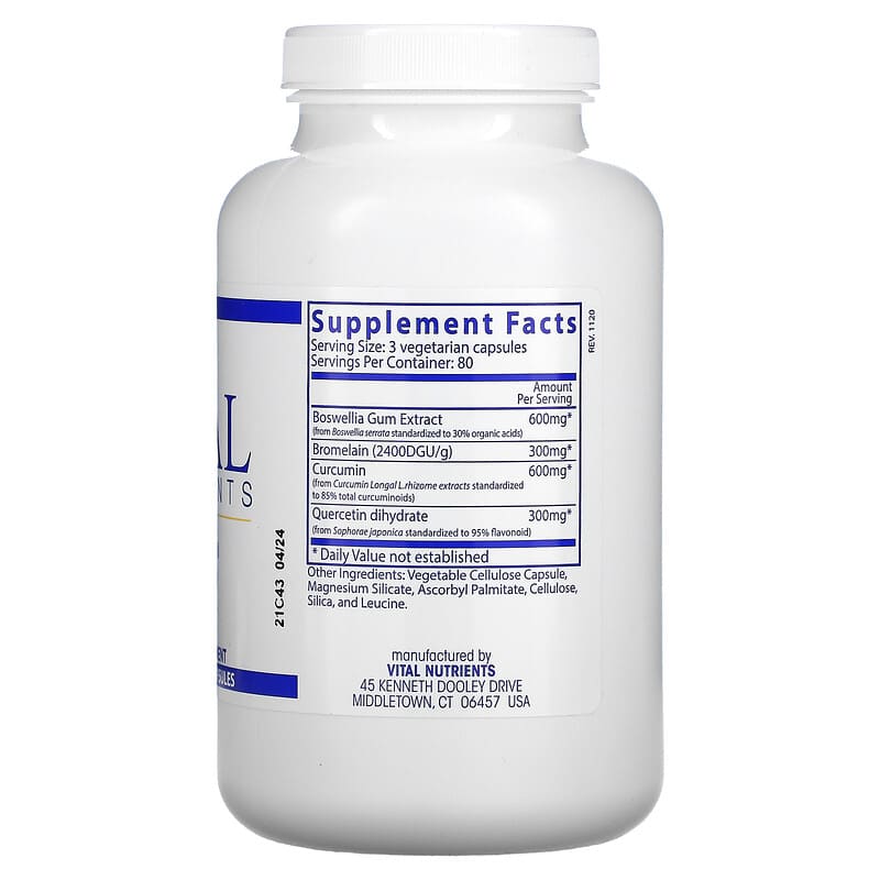 Vital Nutrients BCQ 240 Vegetarian Capsules 2 Thành phần vi chất của Vital Nutrients BCQ 240 Vegetarian Capsules 693465202319