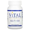 Thực phẩm chức năng Vital Nutrients K2-7 + D3 60 Vegetarian Capsules 693465549117