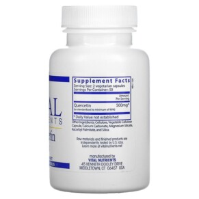 Thành phần vi chất của Vital Nutrients Quercetin 250 mg 100 Vegetarian Capsules 693465229118