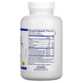 Thành phần vi chất của Vital Nutrients Ultra Pure Fish Oil 700 Lemon 120 Softgel Capsules 693465428115