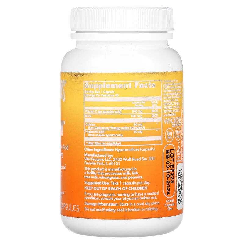 Vital Proteins Morning Get Up & Glow 60 Capsules 2 Thành phần vi chất của Vital Proteins Morning Get Up & Glow 60 Capsules 850017983496
