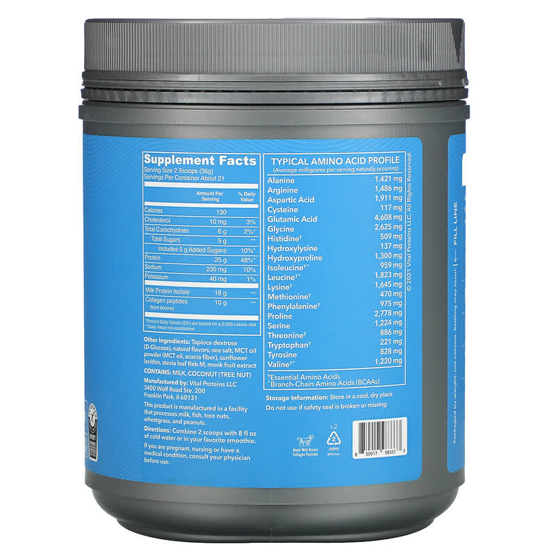 Vital Proteins Vital Performance Protein Vanilla 1.68 lb (761 g) 2 Thành phần vi chất của Vital Proteins Vital Performance Protein Vanilla 1.68 lb (761 g) 850017983373