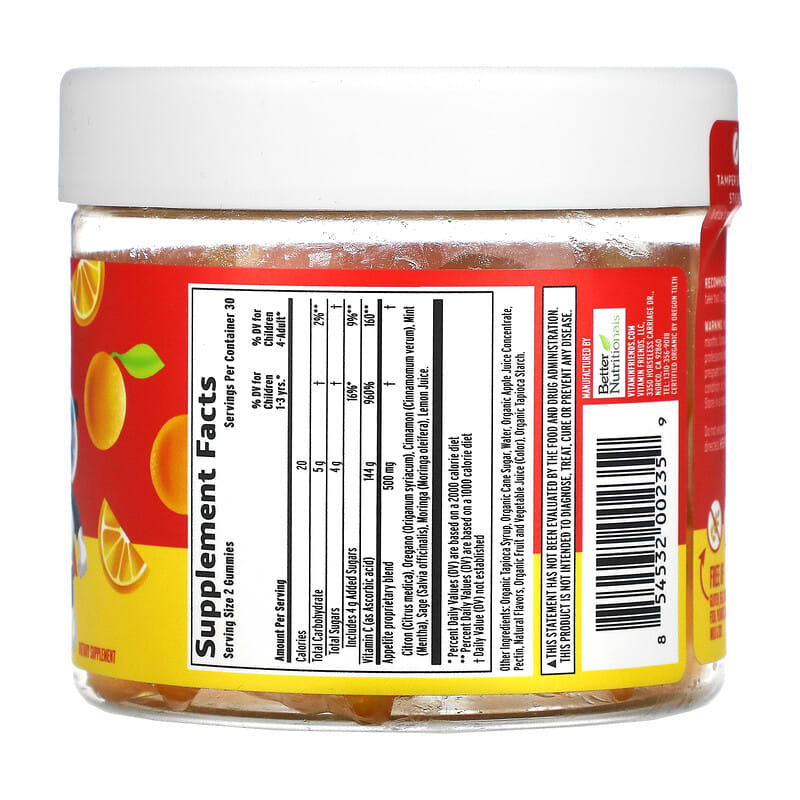 Vitamin Friends Boost Appetite Vegan Gummies Orange 60 Pectin Gummies 2 Thành phần vi chất của Vitamin Friends Boost Appetite Vegan Gummies Orange 60 Pectin Gummies 854532002359