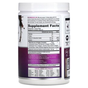 Thành phần vi chất của Vitauthority Multi Collagen Protein Plus Vitamin C Hyaluronic Acid Chocolate 9.3 oz (264 g) 856360008381