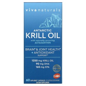 Thực phẩm chức năng Viva Naturals Antarctic Krill Oil with Astaxanthin 625 mg 60 Caplique Capsules 885128644103