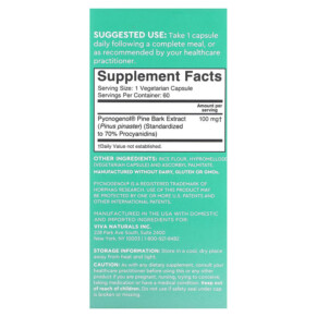 Thành phần vi chất của Viva Naturals French-Maritime Pycnogenol 100 mg 60 Veggie Capsules 753940520359