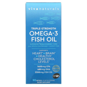 Thực phẩm chức năng Viva Naturals Omega-3 Fish Oil Triple Strength 90 Softgels 701722747951