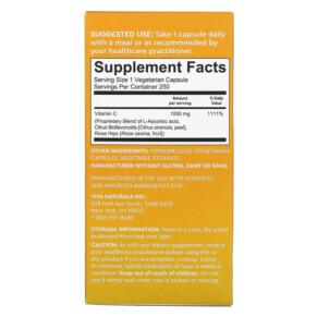 Thành phần vi chất của Viva Naturals Vitamin C 1.000 mg 250 Veggie Capsules 705105193779