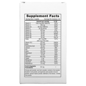 Thành phần vi chất của Vplab Ultra Women’s Multivitamin Formula 90 Caplets 860003541319