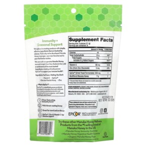 Thành phần vi chất của Wedderspoon Manuka Honey Lozenges Cool Mint 2.6 oz (74 g) 814422023857