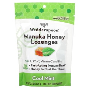 Thực phẩm chức năng Wedderspoon Manuka Honey Lozenges Cool Mint 2.6 oz (74 g) 814422023857