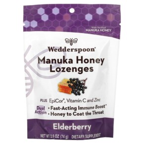 Thực phẩm chức năng Wedderspoon Manuka Honey Lozenges Elderberry 2.6 oz (74 g) 814422023840