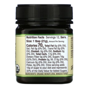 Thành phần vi chất của Wedderspoon Organic Raw Manuka Honey KFactor 16 8.8 oz (250 g) 814422023482