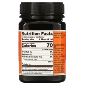 Thành phần vi chất của Wedderspoon Raw Monofloral Manuka Honey KFactor 16 1.1 lb (500 g) 814422020023