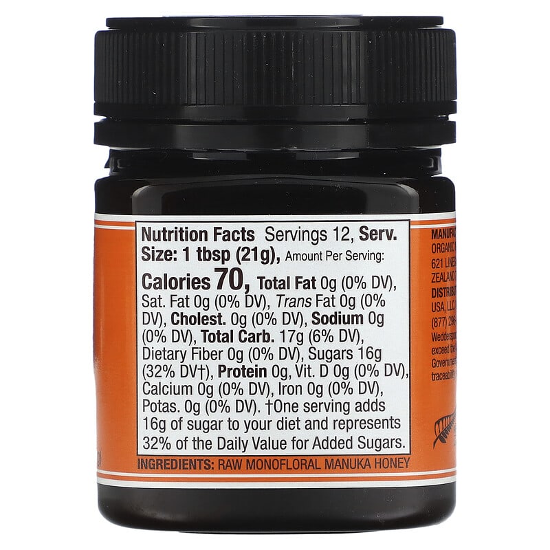 Wedderspoon Raw Monofloral Manuka Honey KFactor 16 8.8 oz (250 g) 2 Thành phần vi chất của Wedderspoon Raw Monofloral Manuka Honey KFactor 16 8.8 oz (250 g) 814422020054